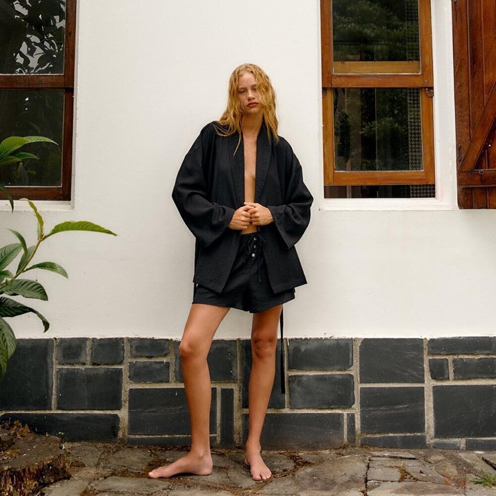 ZARA PYJAMA STYLE SHORTS BLACK SIZE M 4661/510/800
